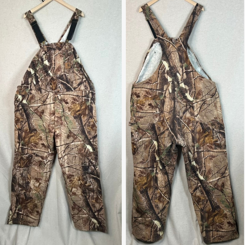 Carhartt Adult Dungarees RealTree Camo Overall Bibbs 50 x 32 Lined Double‎ Knee